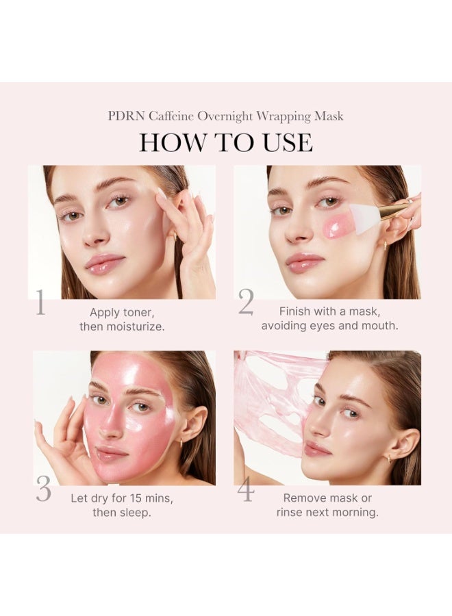 Medicube PDRN Caffeine Overnight Wrapping Peel Off Facial Mask | Firming, Depuffing & Hydration | Salmon DNA + Caffeine + Collagen For Refined, Glass Skin & Face Contour Support | Korean Skin Care - Image 5